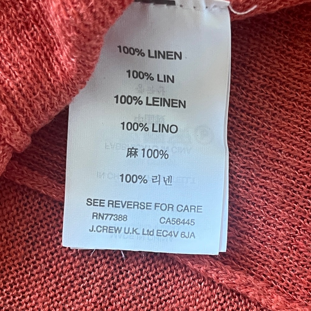 J. Crew Coral Orange Linen Long Sleeve Sweater XS - Picture 6 of 7